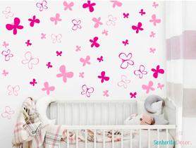 adesivo de parede borboletas rosa bebê e pink