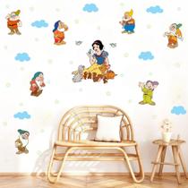 adesivo de parede branca de neve e os 7 anões decoração quarto de meninas brinquedoteca