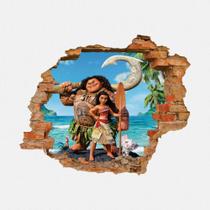 Adesivo de Parede Buraco Falso Recortado 3d Infantil Moana 2 PPDAD002