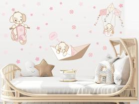 Adesivo de Parede Cachorra Cute Barco Pipa Moto Cachorrinha