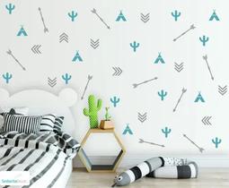 Adesivo De Parede Cactos Cabanas Flechas E Setas Decorativas