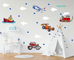 adesivo de parede carros avião trem decoração infantil