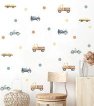 Adesivo de Parede Carros caminhões bolinhas boho