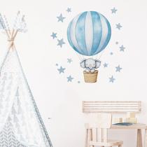 Adesivo de parede Cartoon Blue Hot Air Balloon with Sleeping Elephant