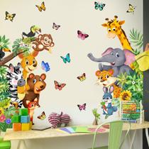 Adesivo de parede Cartoon Forest Animal para decoração de quarto de crianças