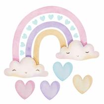 Adesivo De Parede Chuva De Amor Arco-íris Nuvens Bebê Menina Quarto Aquarela Adesivo De Parede Chuva De Amor Arco-íris Nuvens Bebê Menina Quarto Aquarela