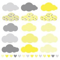 Adesivo de Parede Chuva de Amor Clássico Amarelo e Cinza