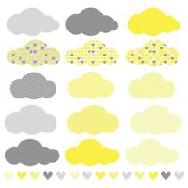 Adesivo de Parede Chuva de Amor Clássico Amarelo e Cinza