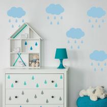 Adesivo de Parede Cloud Rain Blue Adesivo de Parede Cloud Rain Blue