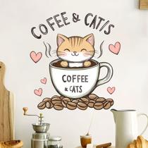 Adesivo de parede Coffee and Cats Cute Cat in Coffee Cup 30x30cm Adesivo de parede Coffee and Cats Cute Cat in Coffee Cup 30x30cm