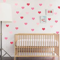 Adesivo de Parede Coração em Tons de Rosa - 120 Mini Corações