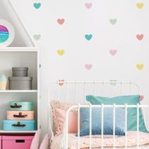 Adesivo de Parede Corações Coloridos tons Pastéis 5cm 55un