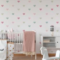 Adesivo de Parede Corações Rosa e Verde 55un Cobrem 5m2 Adesivo de Parede Corações Rosa e Verde 55un Cobrem 5m2