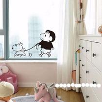 Adesivo de parede Crayon Shin-chan Walking Pet para quarto de crianças