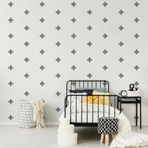 Adesivo de Parede Cruz Minimalista Prata 9x9cm 69un Cobre 4m²
