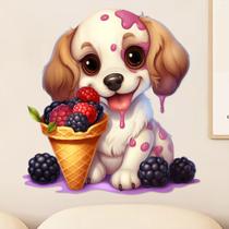 Adesivo de parede Cute Ice Cream Eating Puppy Cartoon Dog