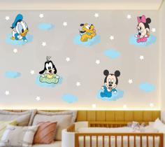 adesivo de parede decoração de quarto infantil mickey minnie cute baby nuvens pluto pateta desenho