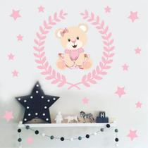 Adesivo De Parede Decoração Quarto De Menina Ursa Vestido - pinkie