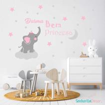 adesivo de parede decoração quarto de meninas elefante frase