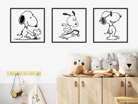 adesivo de parede decoração snoopy quadros skate peanuts sk8