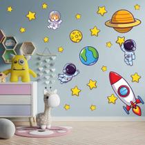 Adesivo De Parede Decorativo Astronauta Foguete Estrelas - Arte na Arte