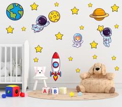 Adesivo De Parede Decorativo Astronauta Foguete Estrelas