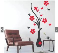 Adesivo De Parede Decorativo Flores Vermelhas Borboletas P Adesivo De Parede Decorativo Flores Vermelhas Borboletas P
