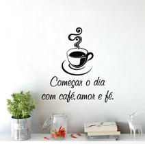 Adesivo De Parede Decorativo Frase Café, Amor E Fé