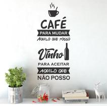 Adesivo De Parede Decorativo Frase Café Ou Vinho