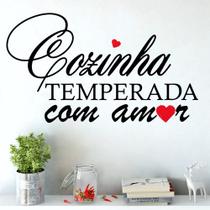 Adesivo De Parede Decorativo Frase Cozinha Temperada Com Amor