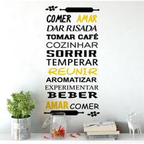Adesivo De Parede Decorativo Frase Motivacional Comer Amar Reunir