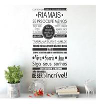 Adesivo De Parede Decorativo Frase Motivacional Ria Mais