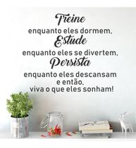 Adesivo De Parede Decorativo Frase Treine, Estude E Persista