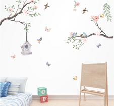 Adesivo de Parede Decorativo Galhos Borboletas e Pássaros