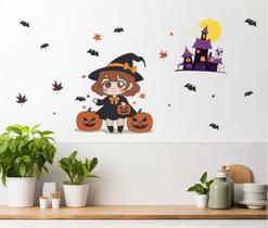 Adesivo de Parede Decorativo Halloween Bruxinha Cute Adesivo de Parede Decorativo Halloween Bruxinha Cute