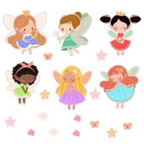Adesivo de Parede Decorativo Infantil Fadas Floridas Estrela