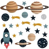 Adesivo de Parede Decorativo Infantil Foguete Azul Estrelas Adesivo de Parede Decorativo Infantil Foguete Azul Estrelas
