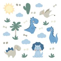 Adesivo de Parede Dinossauro Baby Azul Infantil Cobre 2,8m² - Quartinhos