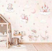 adesivo de parede dinossauros cute baby castelo aquarela rosa pedalinho flores corações decoração meninas adesivo de parede dinossauros cute baby castelo aquarela rosa pedalinho flores corações decoração meninas