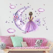 Adesivo de parede Dreamy Purple Girl para decoração de quarto e sala de jogos Adesivo de parede Dreamy Purple Girl para decoração de quarto e sala de jogos