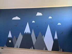 Adesivo de parede DXLING Grey Cream Mountains Eagles Pine Trees