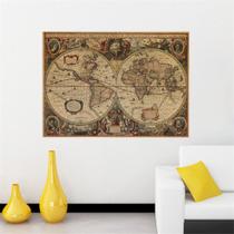 Adesivo de parede em PVC Retro World Map removível multicolorido Adesivo de parede em PVC Retro World Map removível multicolorido