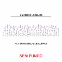 Adesivo de parede em recorte sem fundo Floral flores galhos de lavanda borboletas 2M