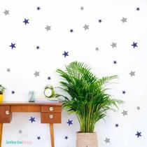 Adesivo De Parede Estrelas Azuis E Cinza Infantil
