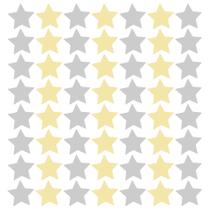 Adesivo de Parede Estrelas Cinza e Amarelo 54un