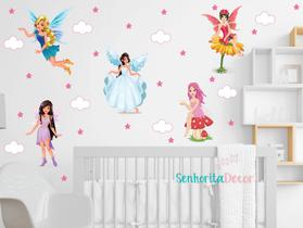 adesivo de parede fada madrinha princesas decoração quarto de meninas
