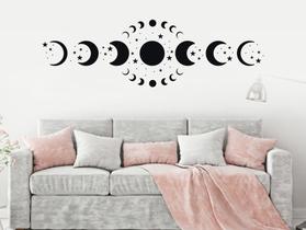 Adesivo de Parede Fases da Lua Estrelas Decoração Cabeceira