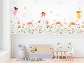 Adesivo de Parede Florais e Fadinhas Fadas Jardim Encantado Adesivo de Parede Florais e Fadinhas Fadas Jardim Encantado