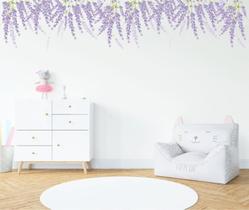 Adesivo de Parede Florais Jardim Lavanda Folhagens