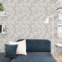 Adesivo de Parede Floral Cinza Estilo 3D 310x58cm